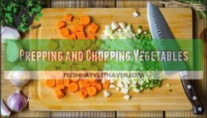 prepping and chopping vegetables