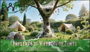 presence of webbing or tents