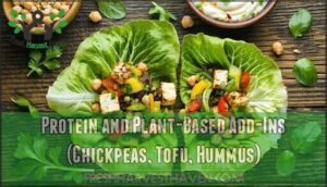 protein and plant-based add-ins (chickpeas, tofu, hummus)