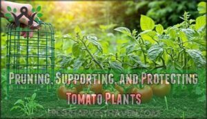 pruning, supporting, and protecting tomato plants
