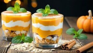 pumpkin parfait with yogurt and oats