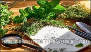 recording observations and sketching plants