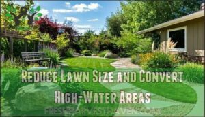 reduce lawn size and convert high-water areas