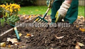 removing debris and weeds