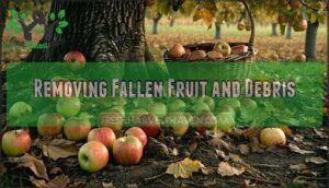 removing fallen fruit and debris