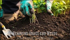 removing grass and weeds