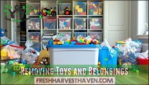removing toys and belongings