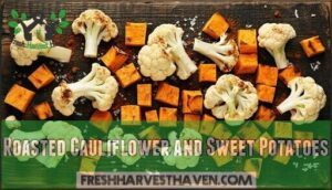 roasted cauliflower and sweet potatoes