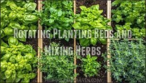 rotating planting beds and mixing herbs