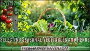 selecting seasonal vegetables and herbs