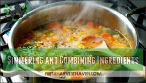 simmering and combining ingredients
