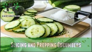 slicing and prepping cucumbers