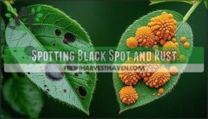 spotting black spot and rust