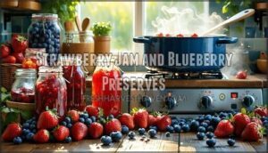 strawberry jam and blueberry preserves