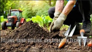 tilling, hand-digging, and aeration techniques