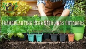 transplanting herb seedlings outdoors