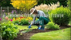 trimming perennials and flower gardens
