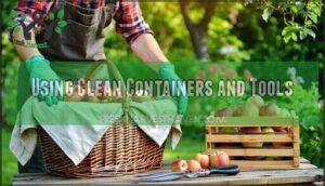 using clean containers and tools