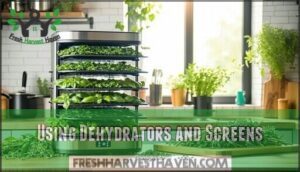 using dehydrators and screens