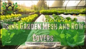 using garden mesh and row covers