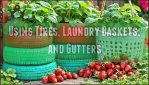 using tires, laundry baskets, and gutters