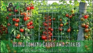 using tomato cages and stakes