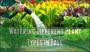 watering different plant types in fall