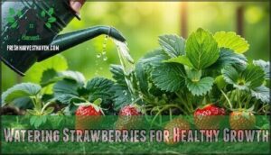watering strawberries for healthy growth