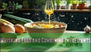 whisking eggs and combining ingredients