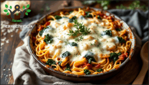 baked spaghetti with garden greens