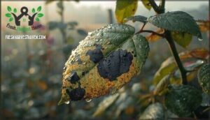 black spot and rust symptoms