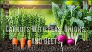 carrots with peas, onions, and beets