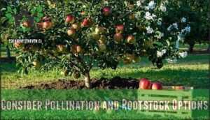 consider pollination and rootstock options