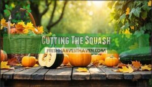 cutting the squash