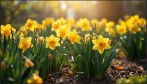 daffodils: classic trumpet-shaped blooms