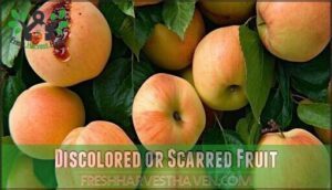 discolored or scarred fruit