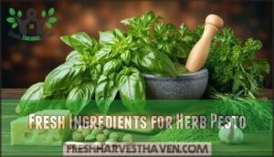 fresh ingredients for herb pesto