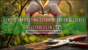 gentle harvesting techniques for delicate vegetables