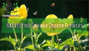harvesting summer squash flowers