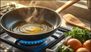 heating and oiling the skillet