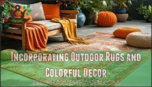 incorporating outdoor rugs and colorful decor
