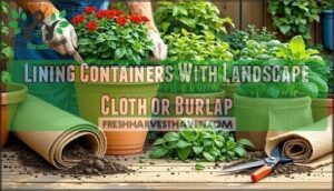 lining containers with landscape cloth or burlap