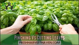pinching vs cutting leaves