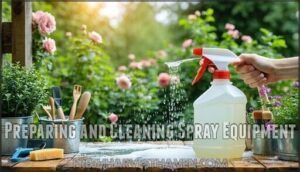 preparing and cleaning spray equipment