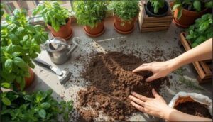 preparing potting mix and soil preparing potting mix and soil