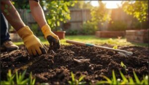 preparing soil and garden space