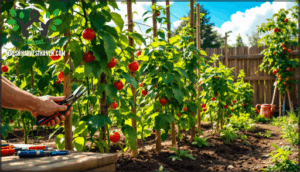 pruning, supporting, and training tomatoes