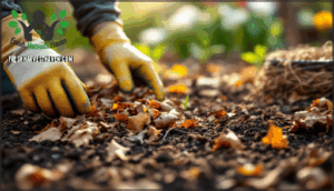 remove dead plant material and fallen leaves