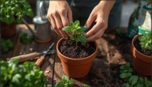 rooting mint cuttings in soil
