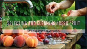 selecting and cleaning fresh fruit